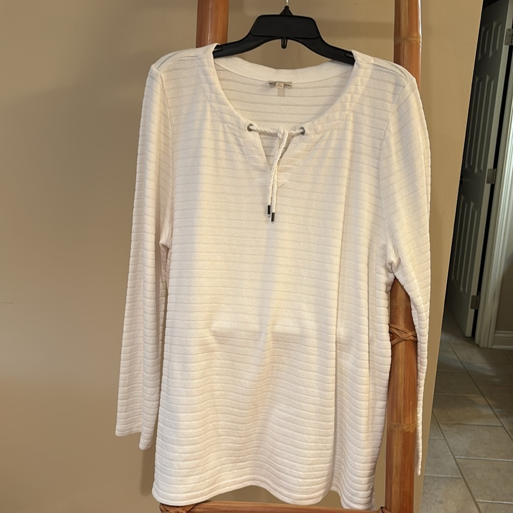 Talbots White cotton Long Sleeve Top/tunic